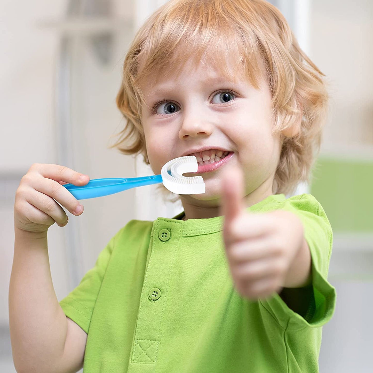 Kids U Shaped Large Tooth Brush used in all kinds of household bathroom places for washing teeth of kids, toddlers and children’s easily and comfortably. - Springkart 