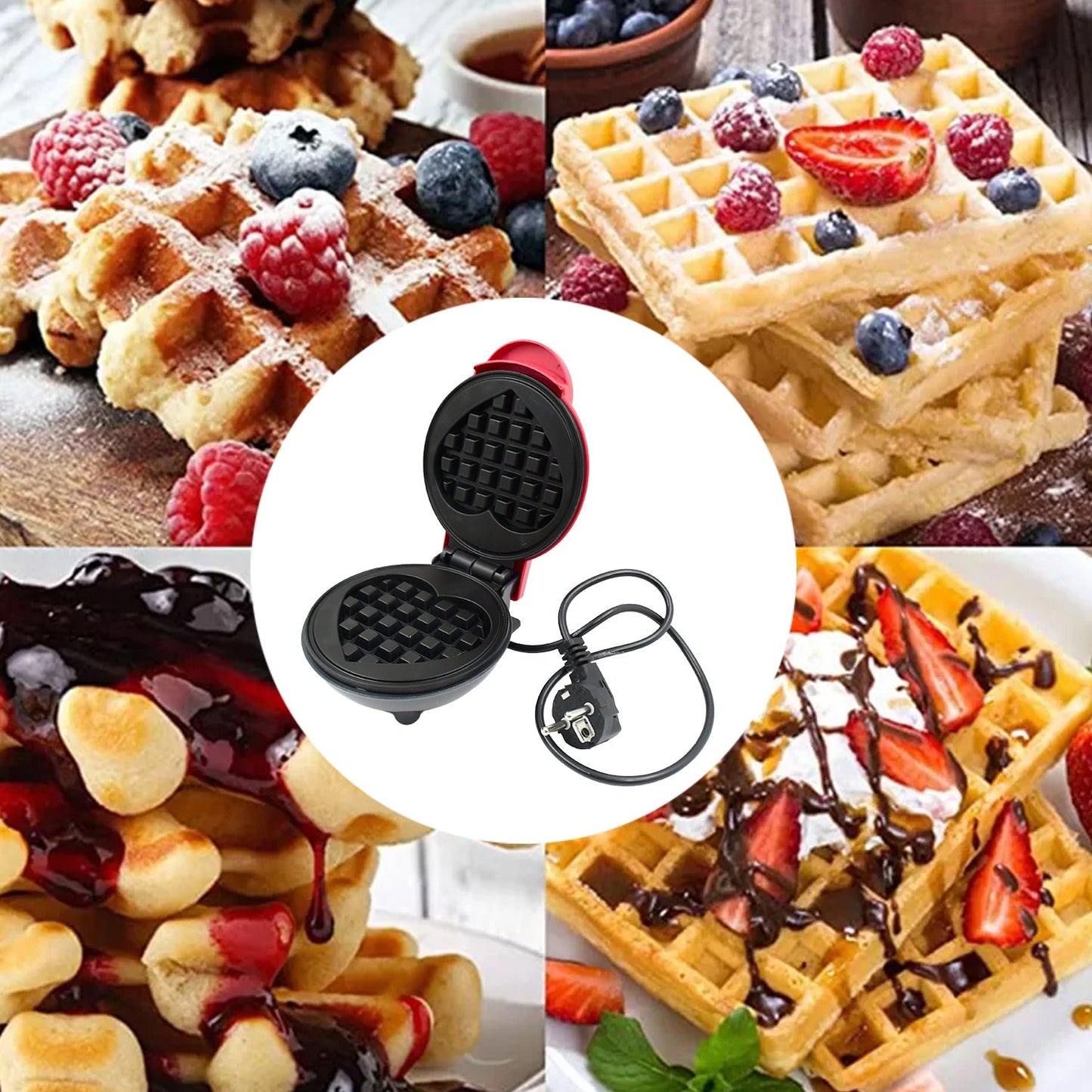 Mini Waffle Maker Machine Waffle Iron Home Appliances Kitchen Gift Easy To Clean, On-Stick Surfaces, Perfect Breakfast, Dessert, Sandwich, Cakes, Other Snacks Machine - Springkart 