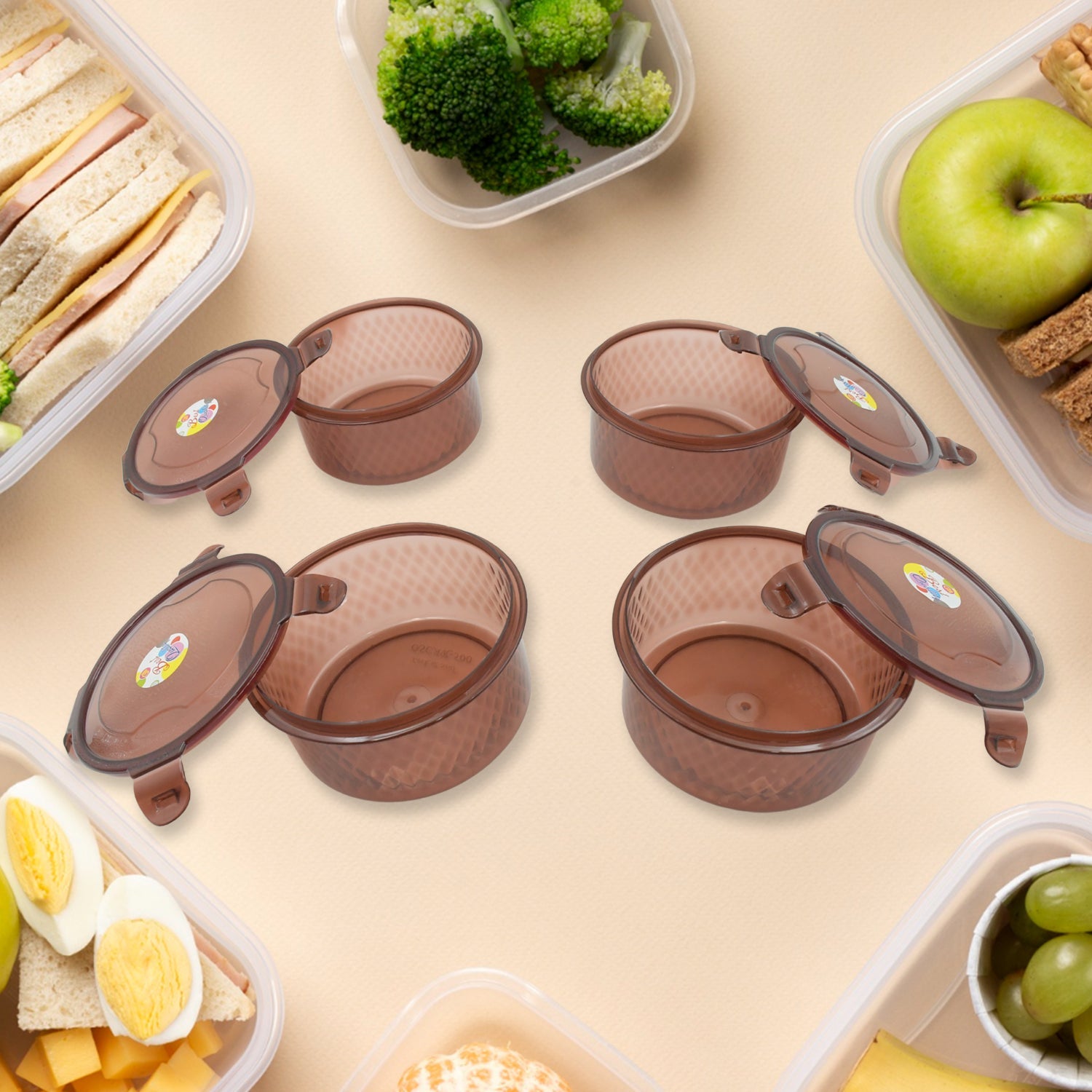 Elegance Tray, Plastic Airtight 4 Pieces Storage Container and 1 Piece Serving Tray with Lids - Springkart 