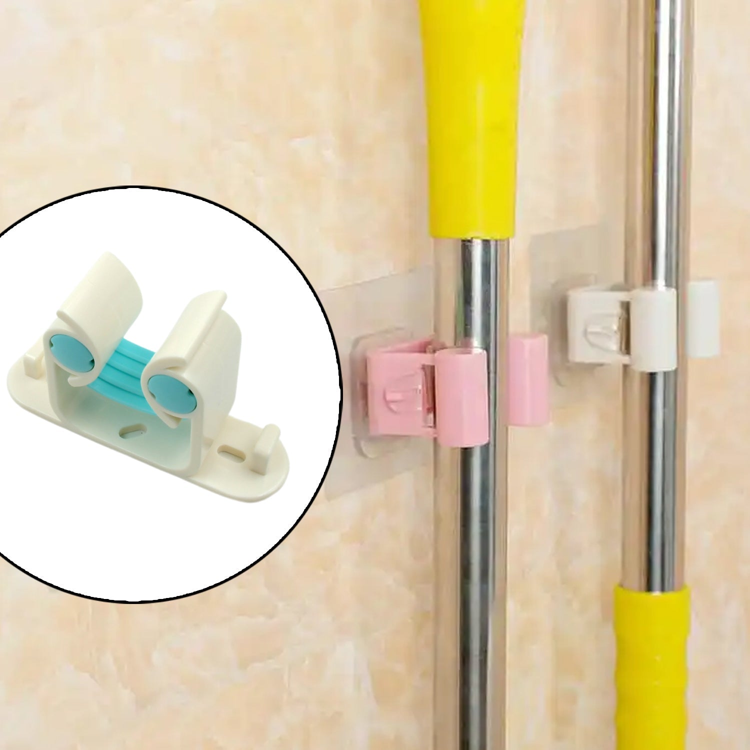 Multifunctional Holder With 4 Screw Wall Mounted Broom Organizer Cleaning Tools Holder Hanger, Hanging Hook for Bathroom Kitchen, Multi Function Holder Garage Clip Bike Hanger Wall Mount Set (1 Pc) - Springkart 