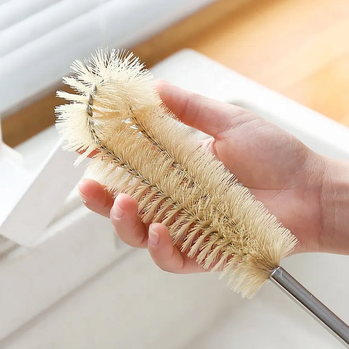 Bottle Brush with Curved Head Long Handle Washing Brush for Baby Bottles Jugs for Teapots, Sports Water Bottles, Coffee Pots, Juice Jars - Springkart 