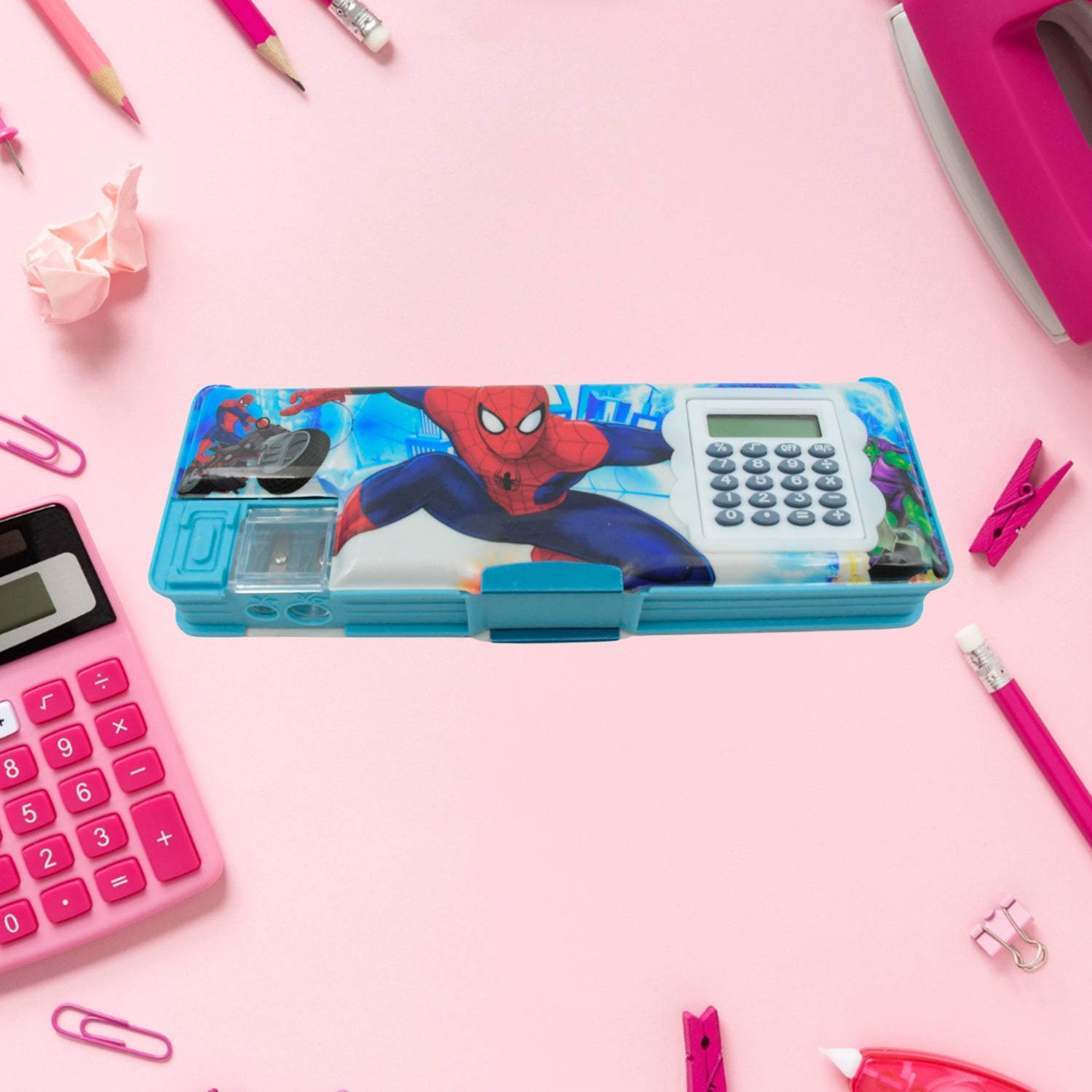 Cartoon Multi-functional Geometry Box with Calculator & Double Sharpener - Springkart 