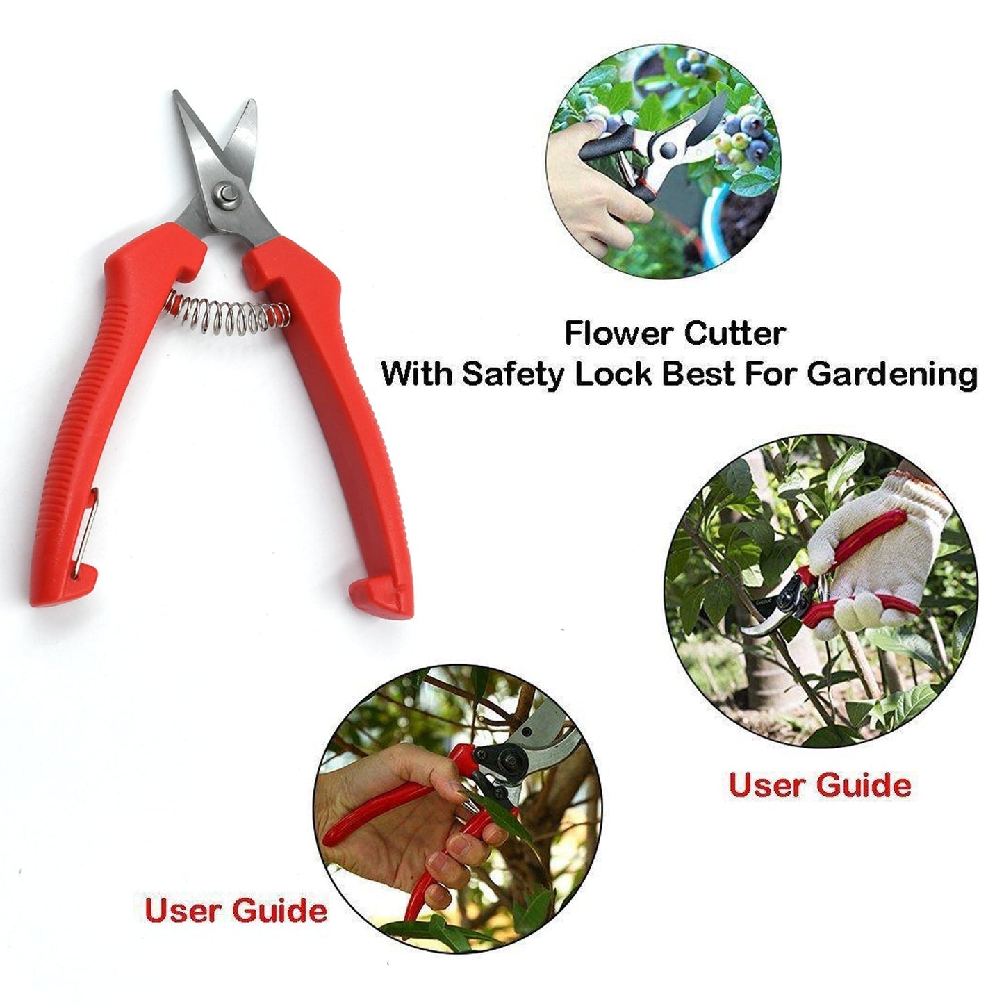 Heavy Duty Stainless Steel Cutter, Non‑slip Trimming Scissors Durable Not Easy To Wear for Gardening Pruning Of Fruit Trees Flowers and Plants (With Plastic Packing) - Springkart 