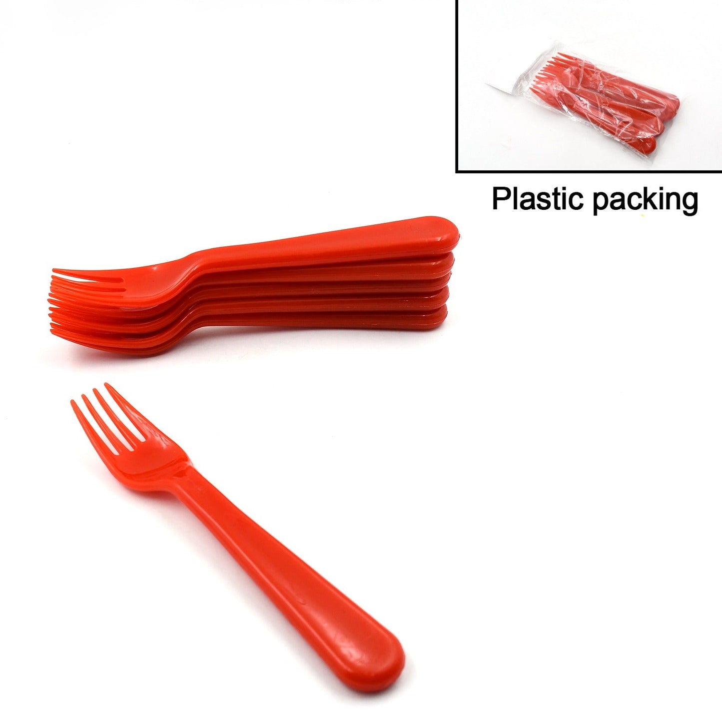 Plastic Fork Spoon, Fork Spoon Set, Fruit Fork Spoon Set | Baby Fork Spoon/Vegetable Fork Spoon, Plastic Salad Spoon, Dessert Spoon (6pc set) - Springkart 