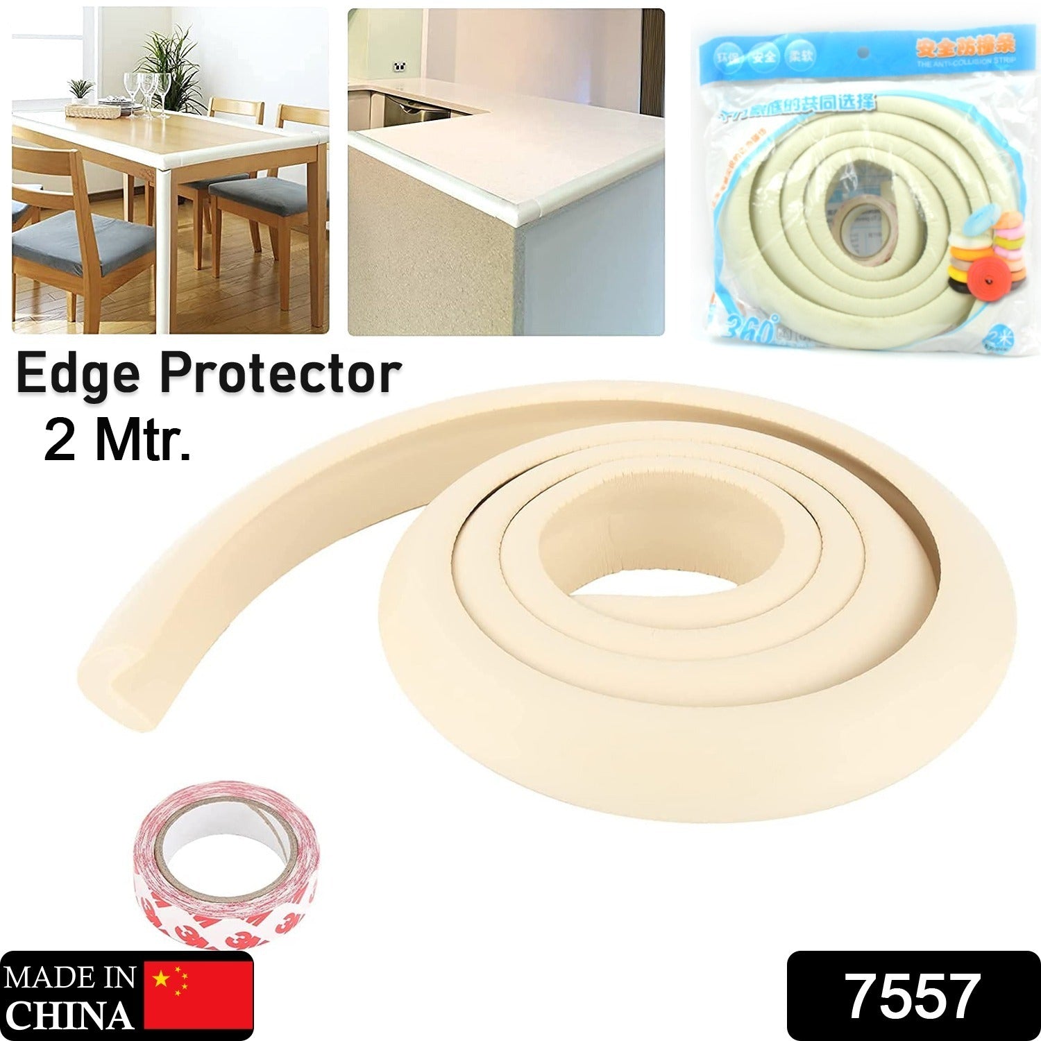 Corner Proofing Edge Protector Safe Corner Cushion for Table, Baby Safety Bumper Guard,Furniture, Bed, Soft Rubber Corner Protectors for Kids (2 Mtr) - Springkart 