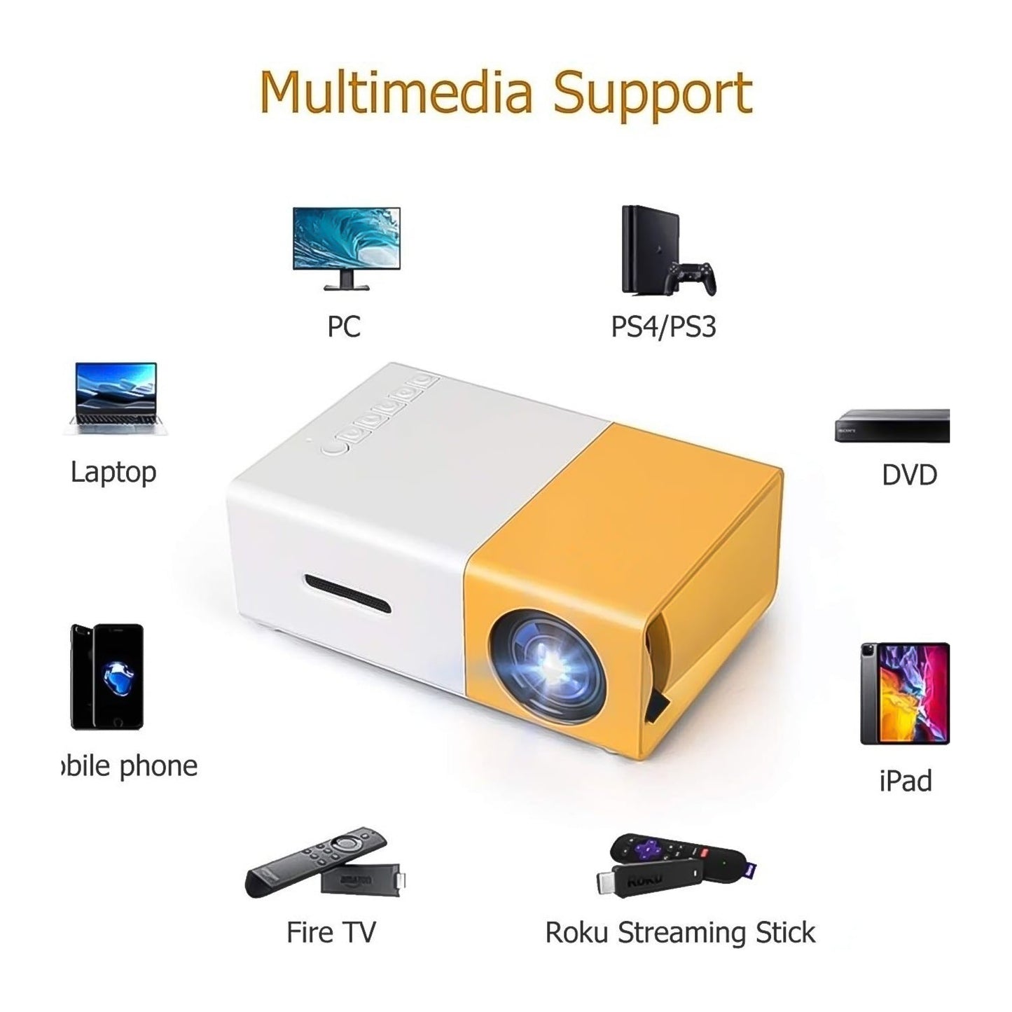 Portable Mini LED Projector (1 Set) - Springkart 