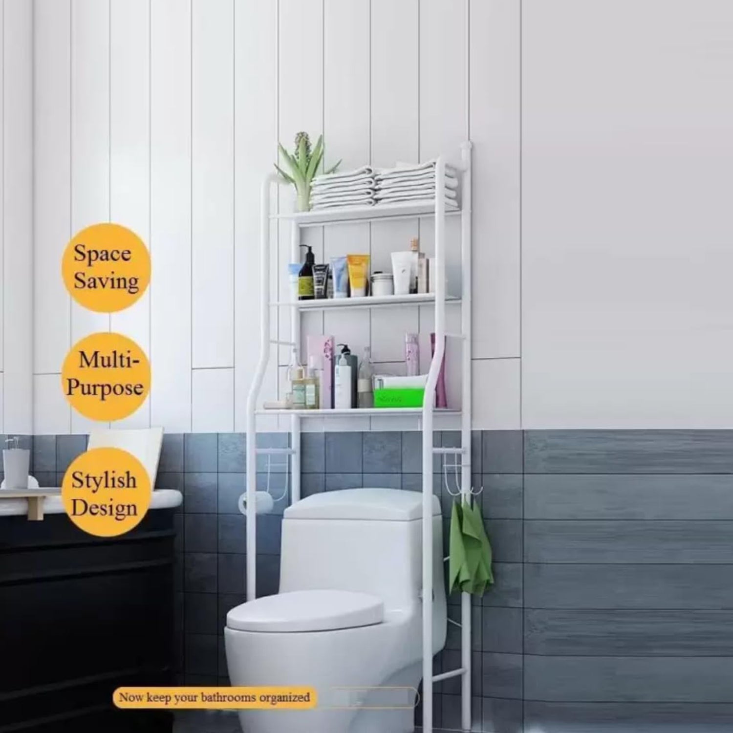 Multi-Layer The Toilet Storage Rack Metal | Bathroom Shelf Space Saving Organizer for Laundry Room Wash Basin Floor Stand - Springkart 