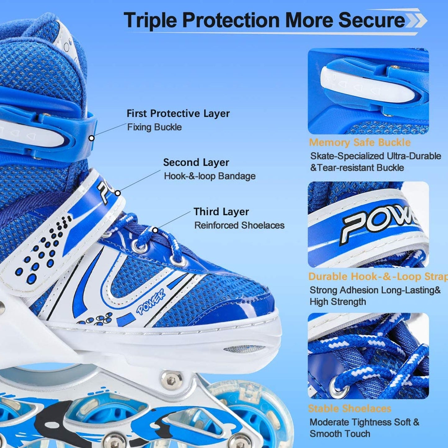 Inline Skates With Led Flashing Light Wheel With Adjustable Length Skate Premium High Quality Skates Pair (Roller Skate , Skating) - Springkart 