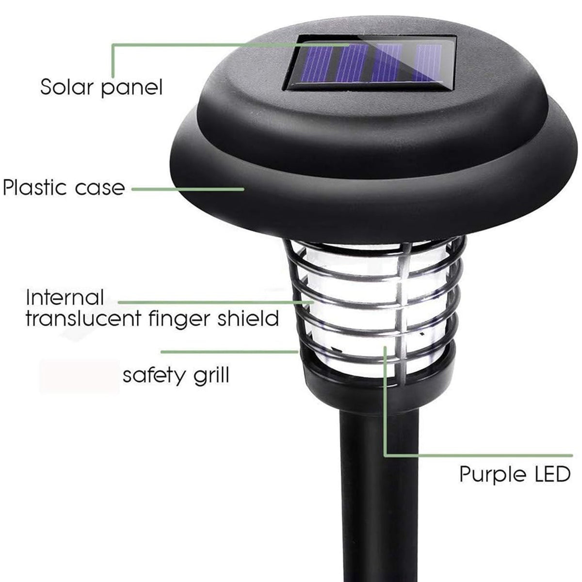 Garden Lighting UV LED Solar Powered LED Mosquito Trap / Bug Zapper (1 Pc) - Springkart 