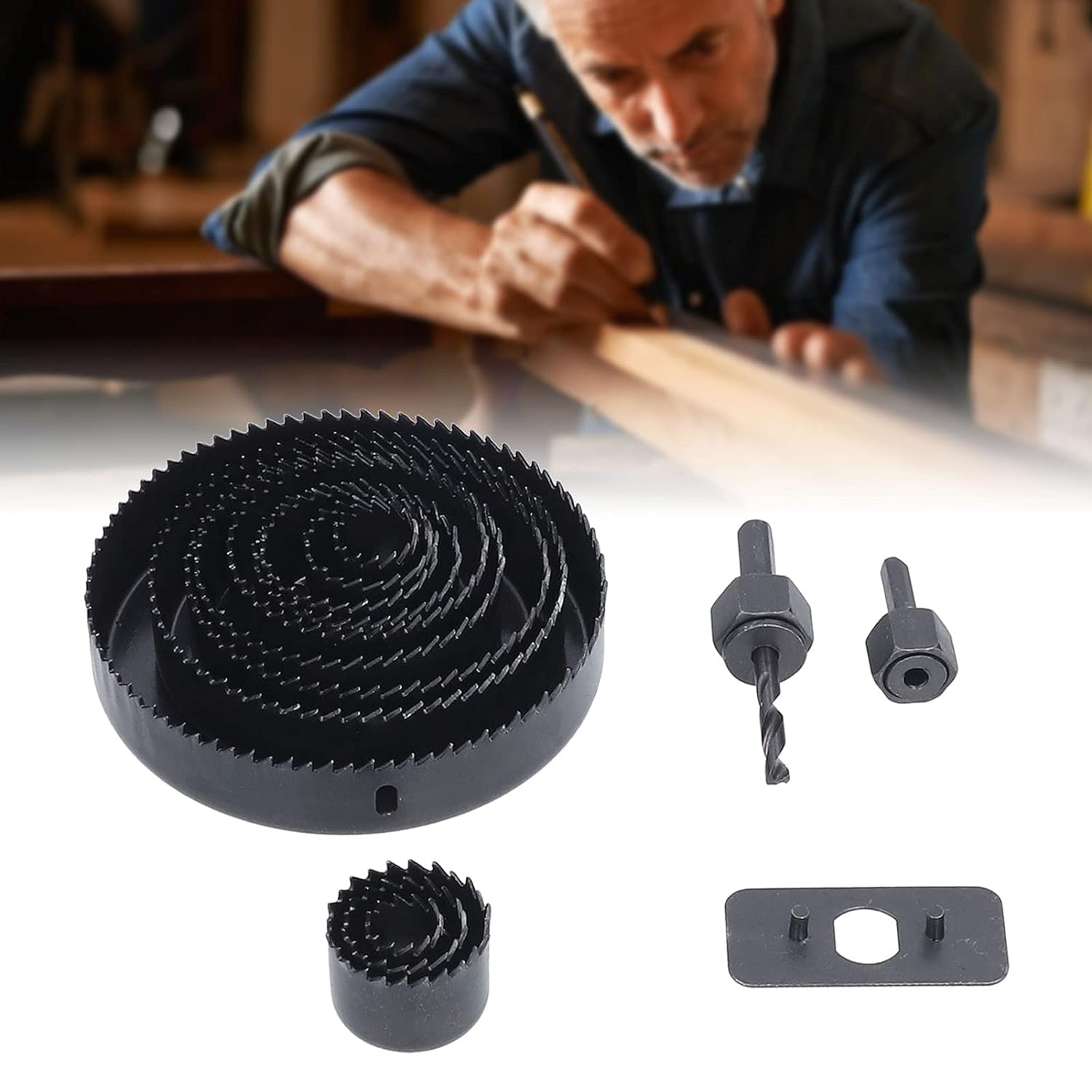Drill Hole Cutter, Carbon Steel High Accuracy Incisive Hole Saw for Cutting PCV for Cutting Plastic for Cutting Wood Hole Saw Kit (18 Pcs Set) - Springkart 