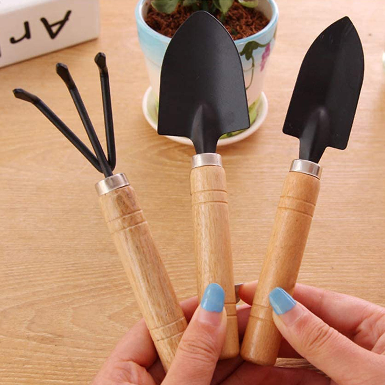Small sized Hand Cultivator, Small Trowel, Garden Fork (Set of 3) - Springkart 