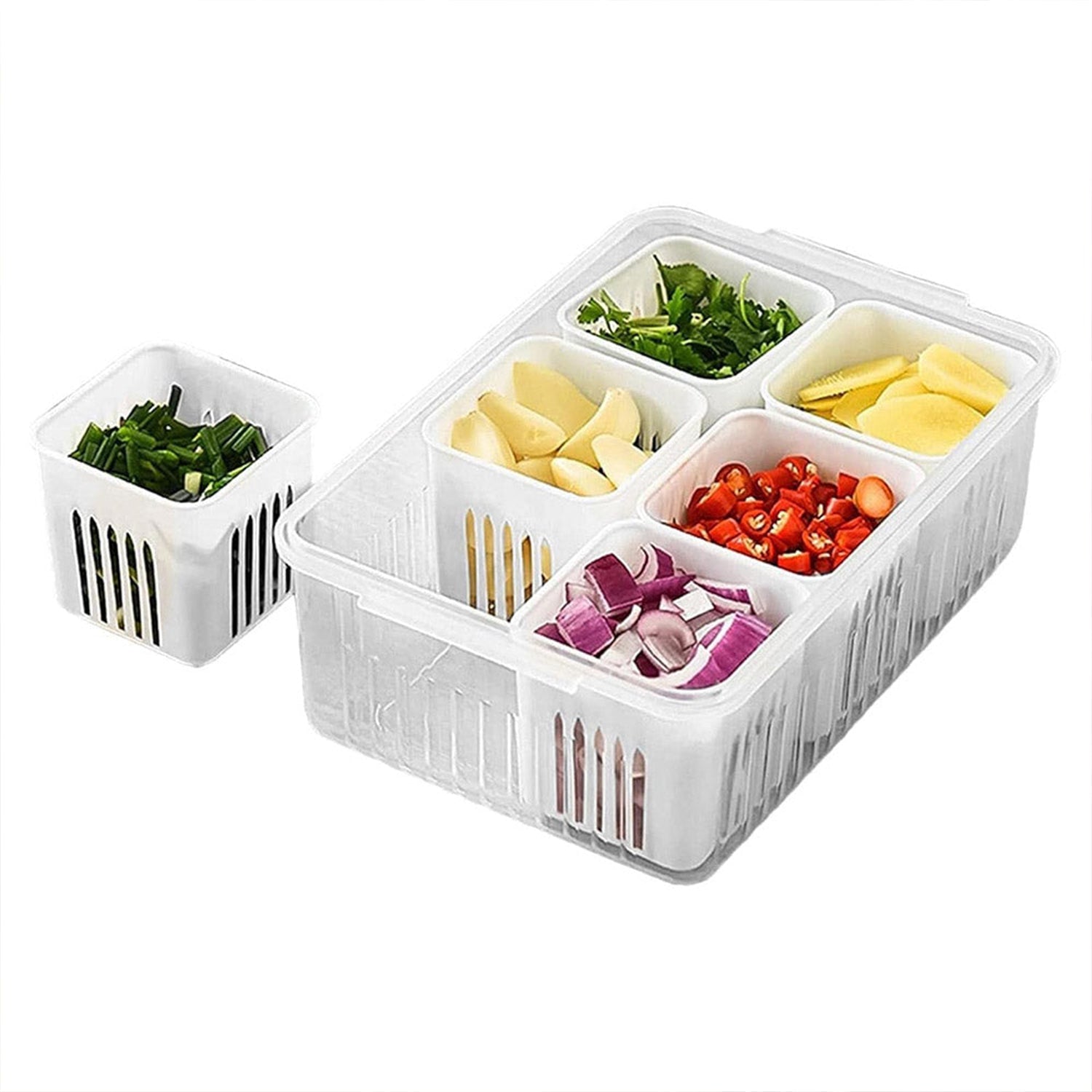 Fridge Storage Boxes Freezer Storage Containers, Container for Kitchen Storage Set, Storage in Kitchen, Vegetable Storage, Draining Crisper Refrigerator Food Box (1 Pc) - Springkart 