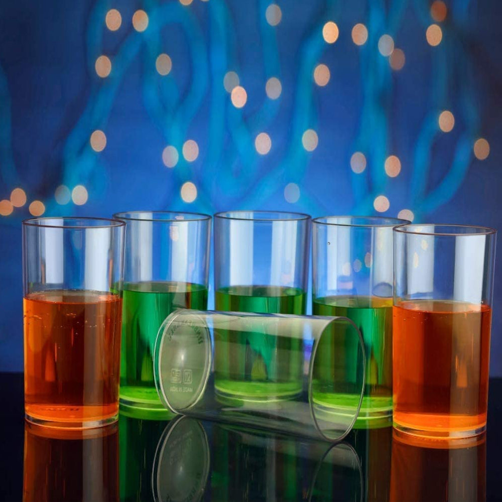 Heavy unbreakable Stylish Plastic Clear look fully Transparent Glasses Set 330ml (6pcs) - Springkart 