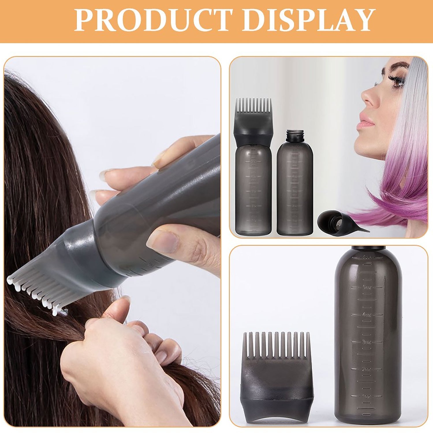 Comb Applicator Bottle, Hair Oil Applicator Bottle for Hair Dye Bottle Applicator Brush with Graduated Scale, Professional Brush Applicator Comb Hairdressing Coloring Styling Tool (1 Pc) - Springkart 