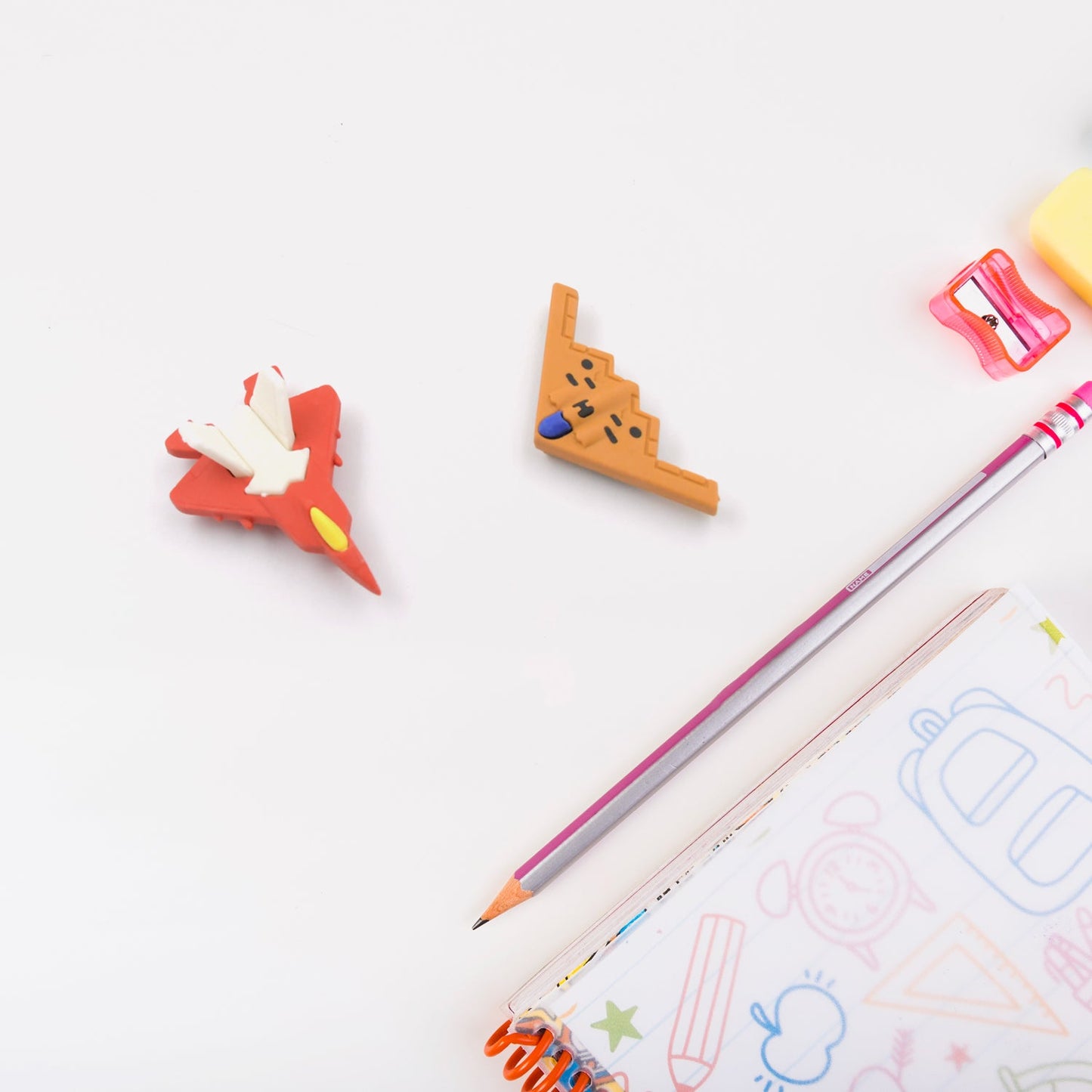 Fun Erasers for Kids: Gun & Plane Shapes (4-Pack, Gift Set) - Springkart 