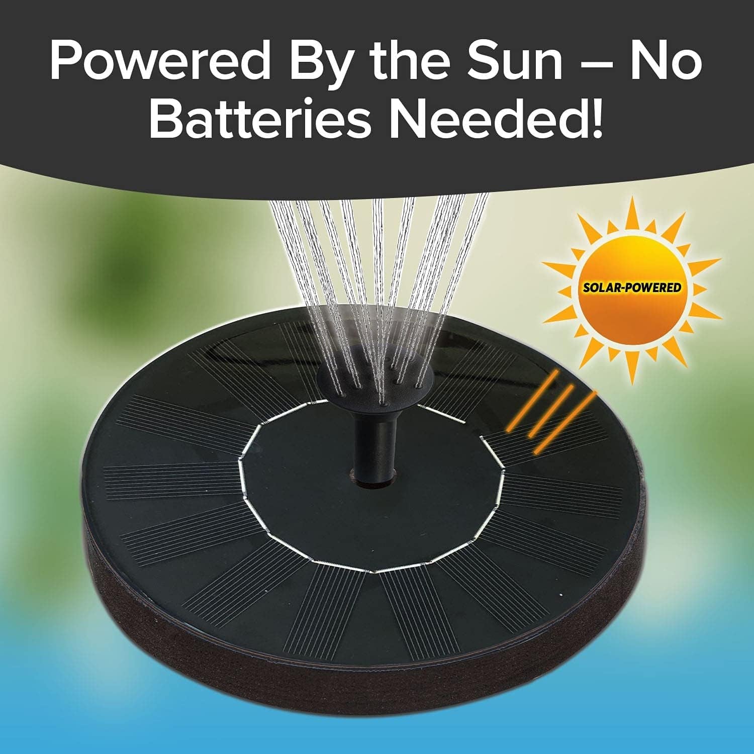 Fast Fountain by Pocket Hose - Solar-Powered - Instantly Adds a Water Feature Virtually Anywhere - 5 Spray Modes - No Installation or Batteries Required - Great for Bird Baths, Pools, Pond & More (1 Pc) - Springkart 