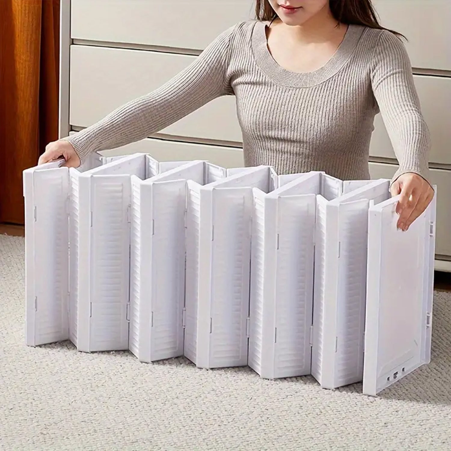 Stackable Multifunctional Storage, for Clothes Foldable Drawer Shelf Basket Utility Cart Rack Storage Organizer Cart for Kitchen, Pantry Closet, Bedroom, Bathroom, Laundry (5 Layer / 1 Pc) - Springkart 