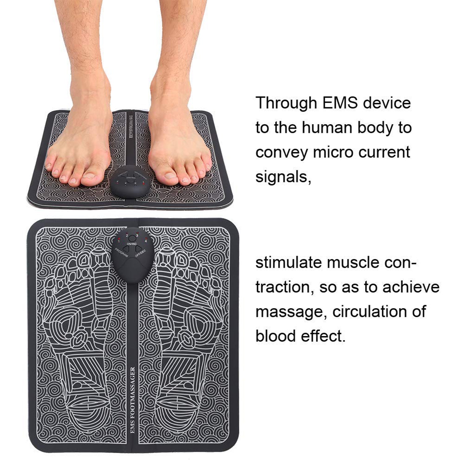 EMS Foot Massager, Electric Feet Massager, Deep Kneading Circulation Foot Booster for Feet and Legs Muscle Stimulator, Folding Portable Electric Massage Machine (Mix Design) - Springkart 