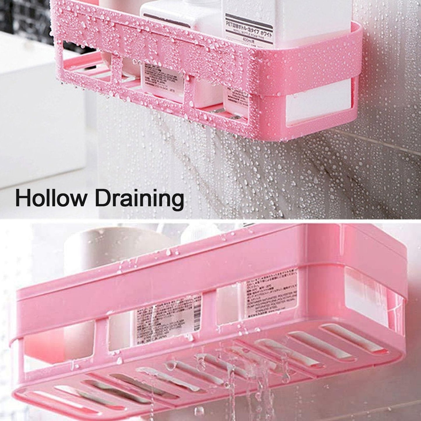 ABS Plastic Shower Corner Caddy Basket Shelf Rack with Wall Mounted Suction Cup for Bathroom Kitchen - Springkart 