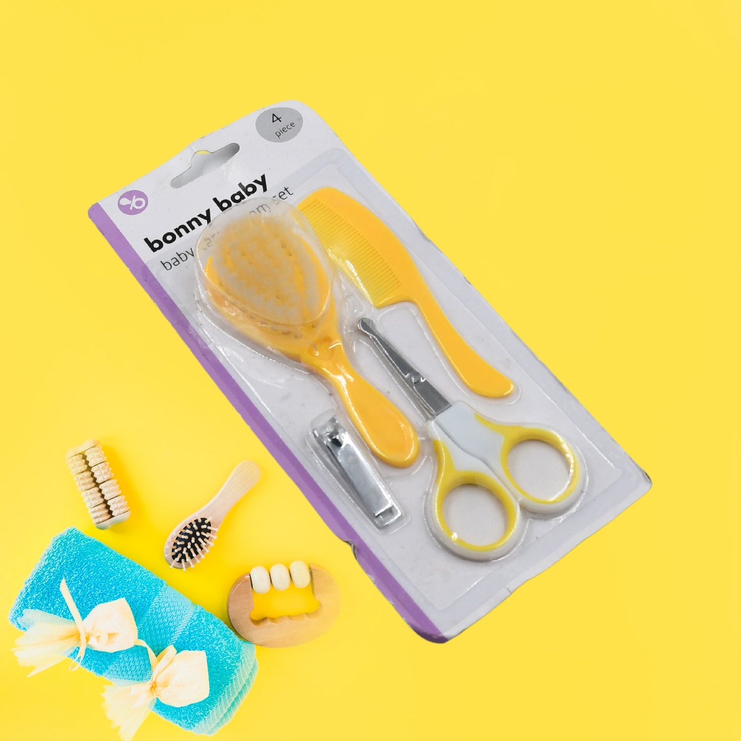 Born Baby Health Care Kit Baby Health Care And Grooming Kit 4 in 1 Nail Clipper Brush Comb Scissors Baby Safety Care Kit (4 Pcs Set) - Springkart 