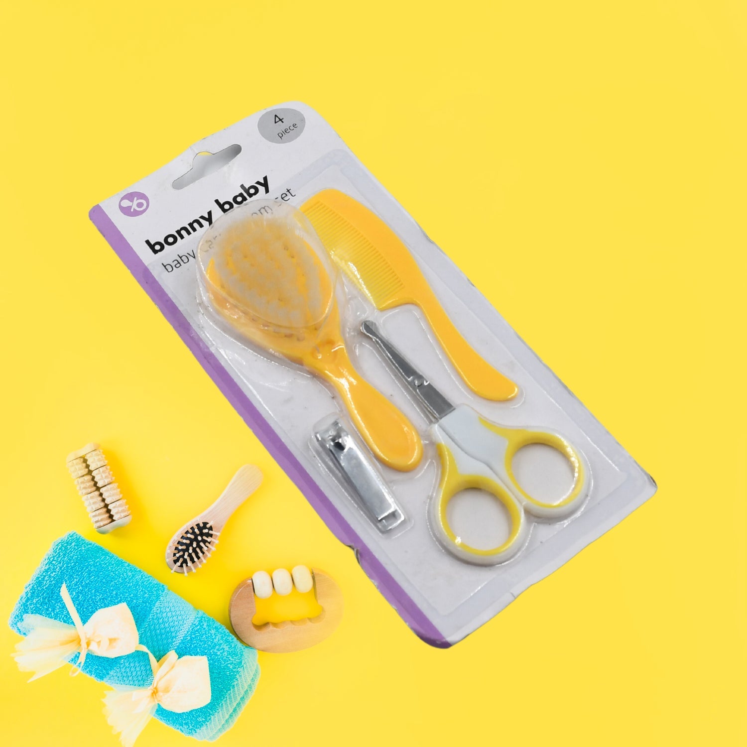 Born Baby Health Care Kit Baby Health Care And Grooming Kit 4 in 1 Nail Clipper Brush Comb Scissors Baby Safety Care Kit (4 Pcs Set) - Springkart 