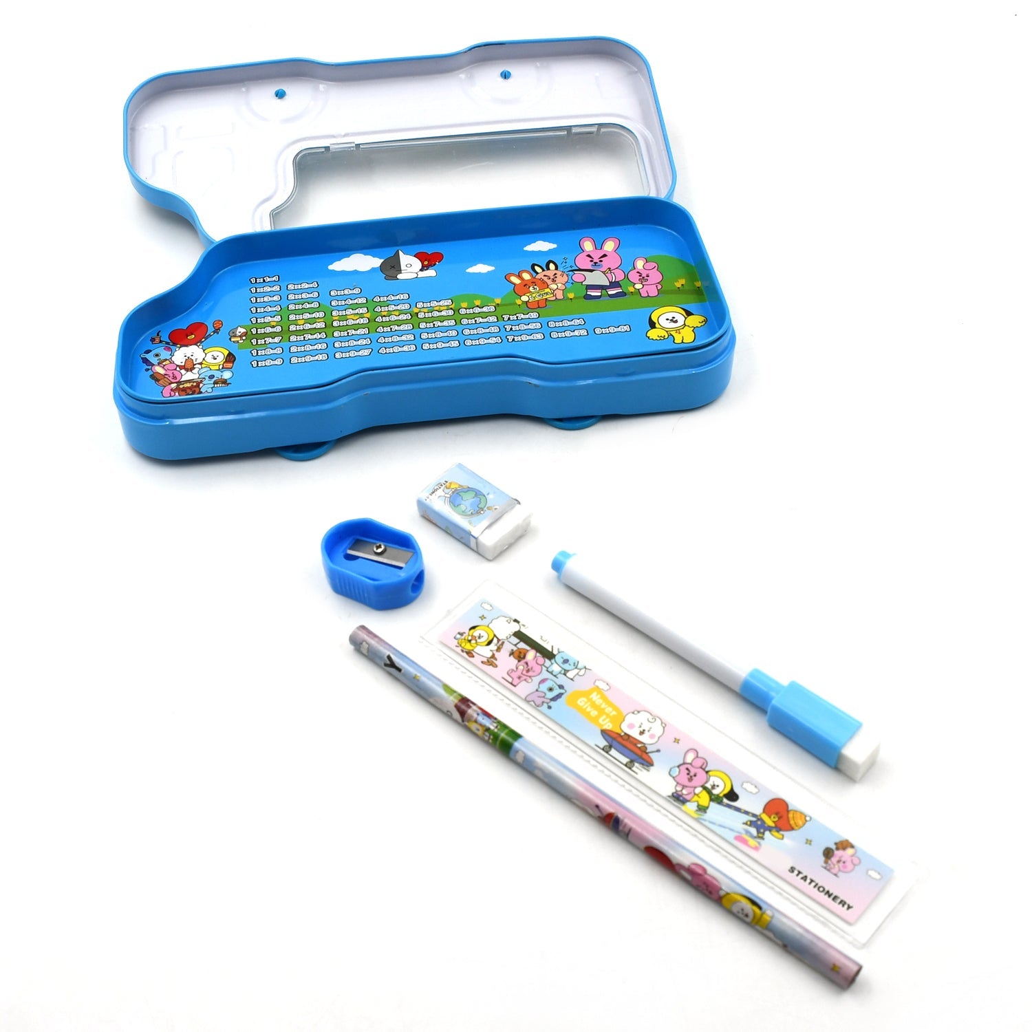 Bus Shape Compass Box for Boys, Kids School Accessories | Pencil Box with Wheels for Girls and Kids, String Operated Case Students School Supplies - Stationery Set Organizer Birthday Return Gift for Kids - Springkart 