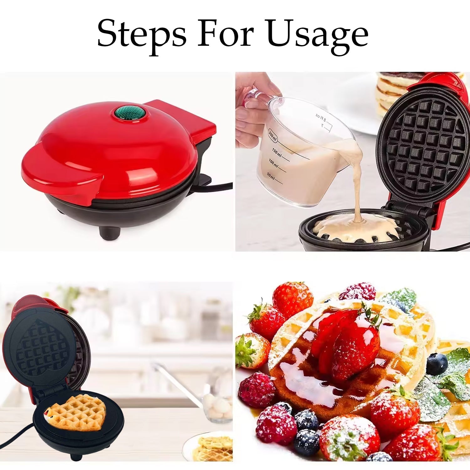 Mini Waffle Maker Machine Waffle Iron Home Appliances Kitchen Gift Easy To Clean, On-Stick Surfaces, Perfect Breakfast, Dessert, Sandwich, Cakes, Other Snacks Machine - Springkart 
