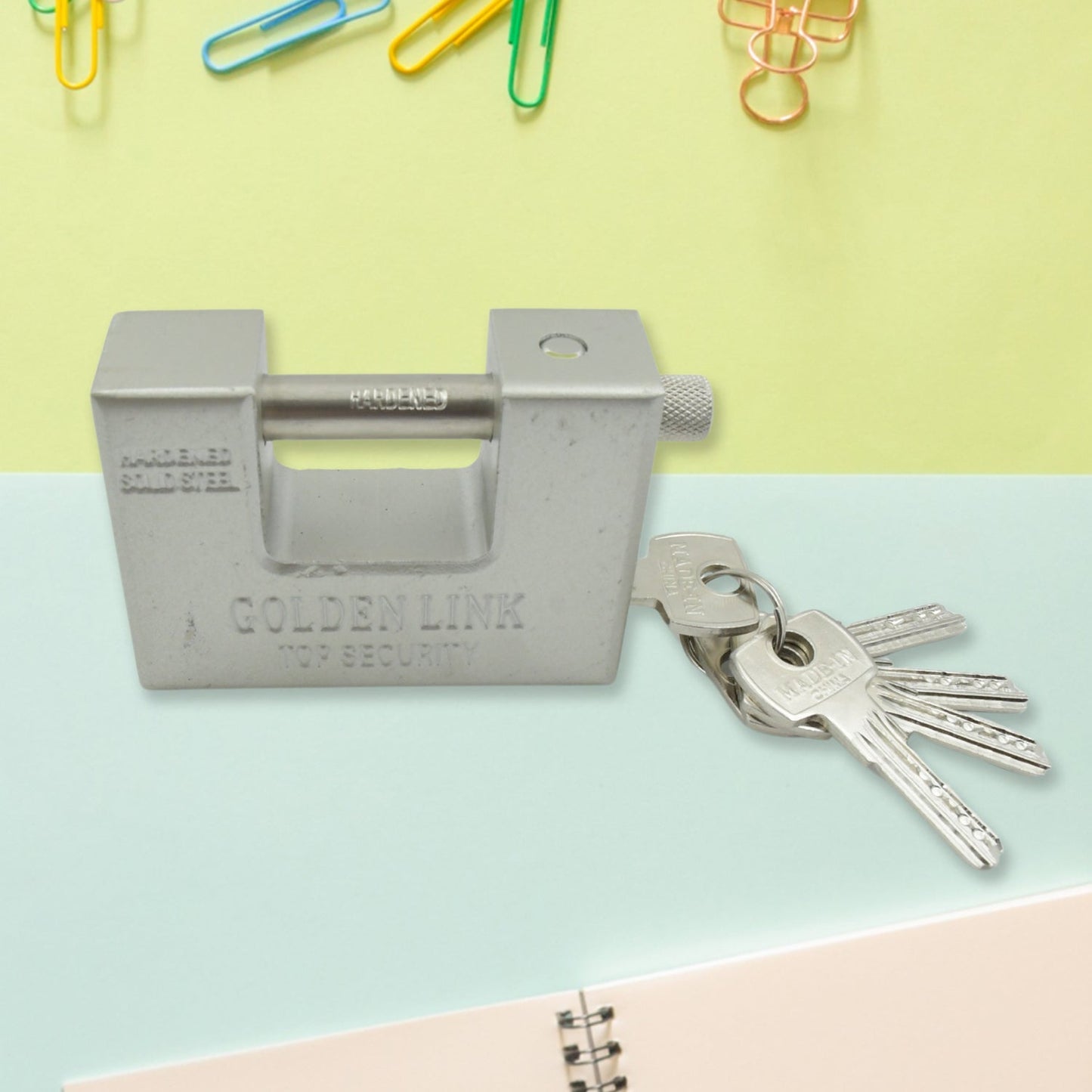 94mm Stainless Steel Padlock: Rectangular, Hardened Steel, 5 Keys - Springkart 