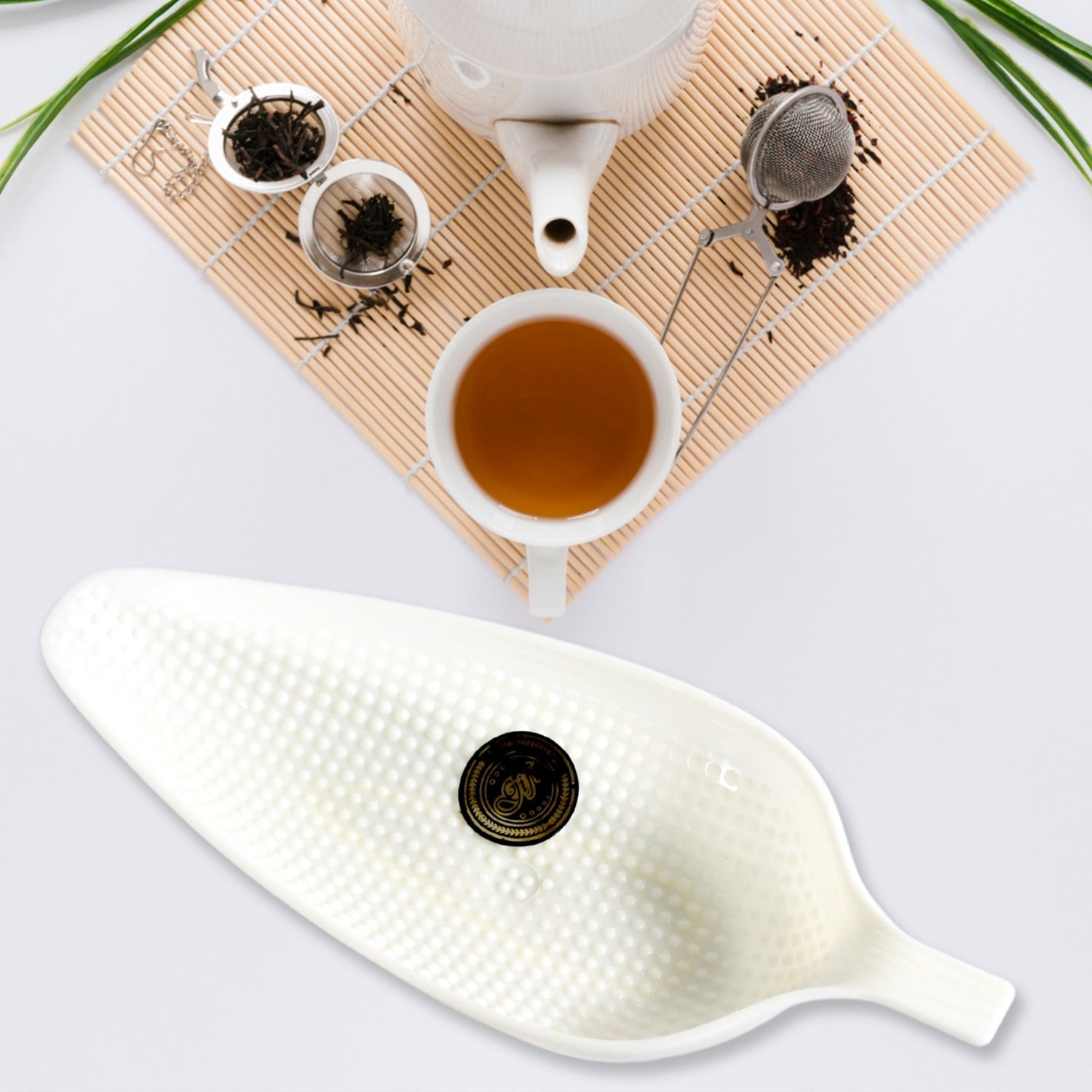 Corn Cafe Ceramic Tea / Cups Set Including Plastic Leaf Shape Serving Platter Milk Cup, Coffee Cup, Tea Cup, Breakfast Cup / Mug, or Outdoor for Household Gift For Birthday (3 Pcs Set) - Springkart 