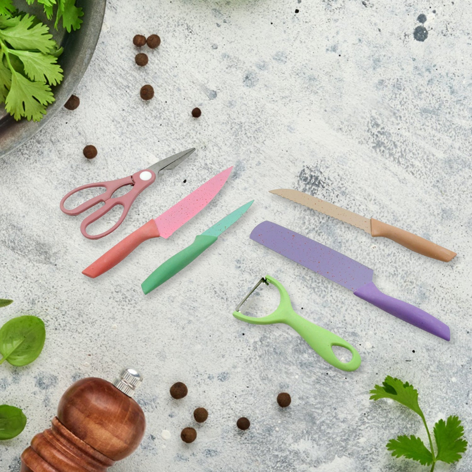 Corrugated 6Pc Kitchen Knife Set Professional Box Knife Set 6 Piece Forged Kitchen Knives with Box. - Springkart 