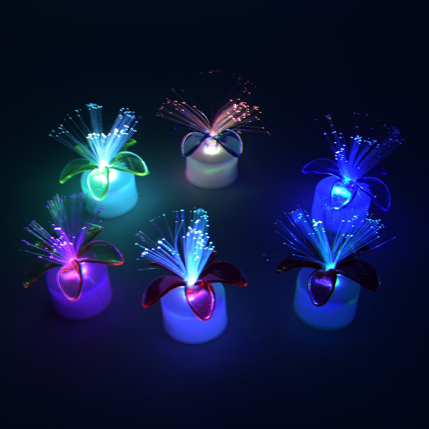 Fiber Optic Light, Mini Color Change LED Table Centerpieces, Light Up Candle - Pack of 6 - Springkart 