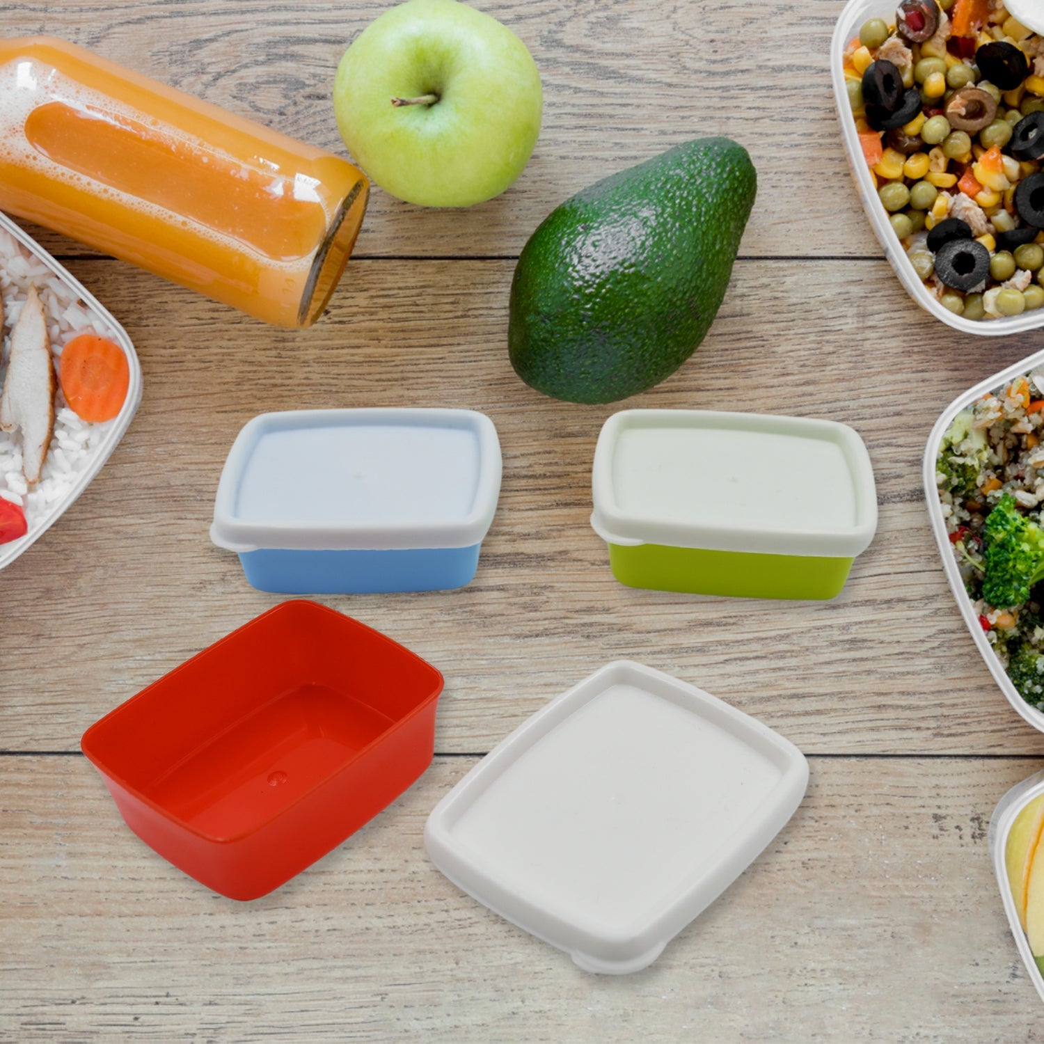 Plastic Airtight Containers Set, Small Plastic Container Set, Rectangular Plastic Food, Pickle, Fridge Containers Multicolor Kitchen Storage Container (3 Pcs Set) - Springkart 