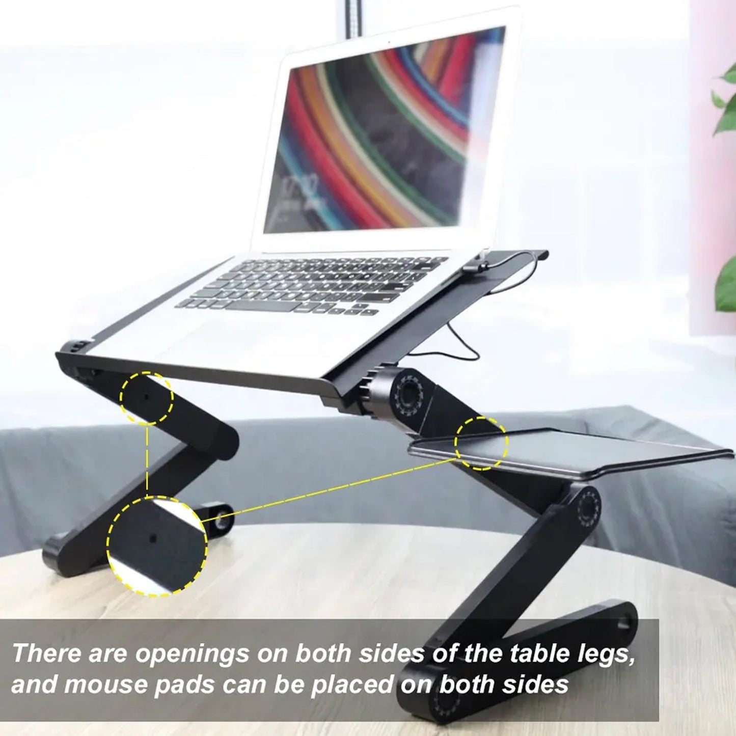 Modern Style Portable Adjustable Foldable Laptop Holder Notebook Desks Lap PC Folding Desk Table Vented Stand 2 Built in Cooling Fans - Springkart 