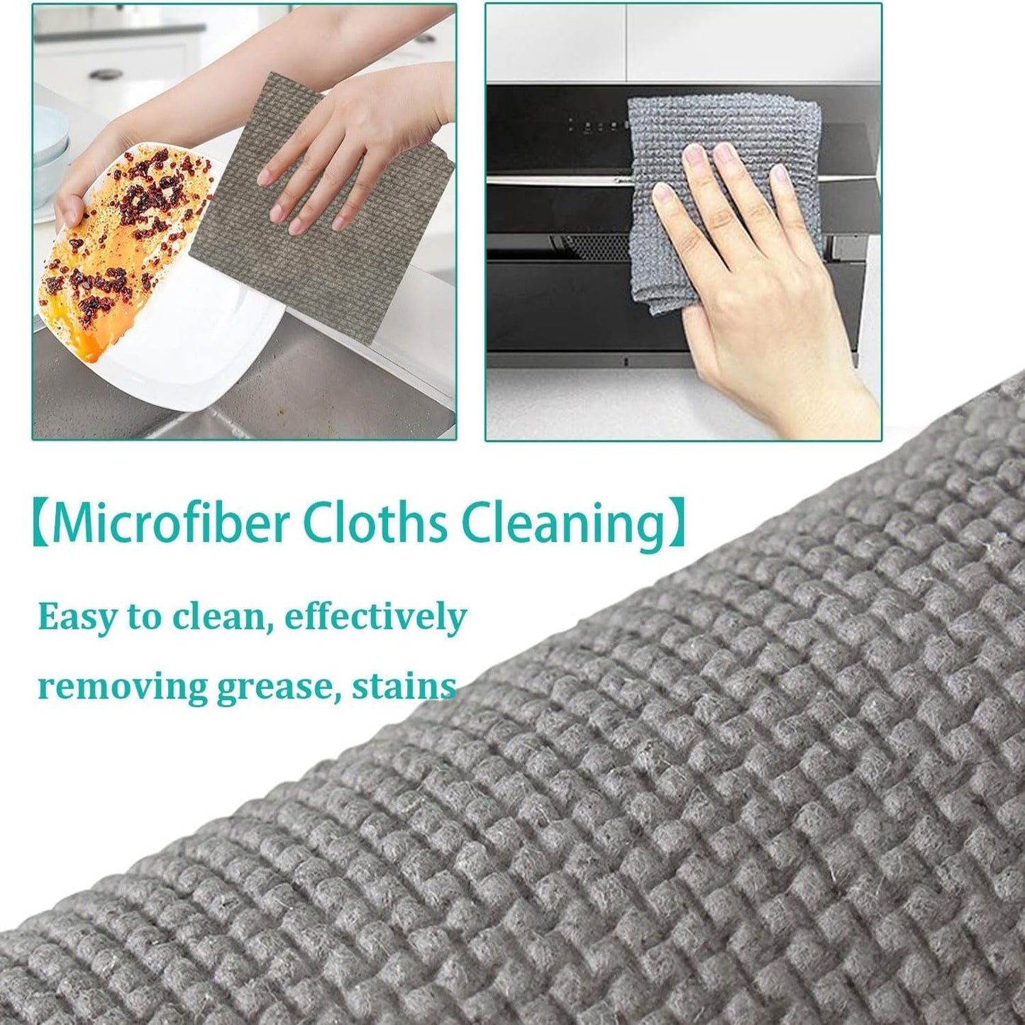 Durable Kitchen Scrub Cloth, Microfiber Cleaning Cloth Roll, Kitchen Wear-Resistant Cloth 20×22cm, Multipurpose Cleaning Cloths for Kitchen (1pc)