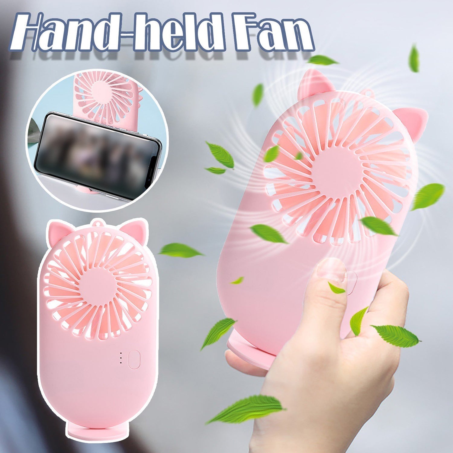 Handheld Mini Fan - USB Personal Fan with Bracket, Pocket-Sized Desktop Fan (Battery Not Included) - Springkart 