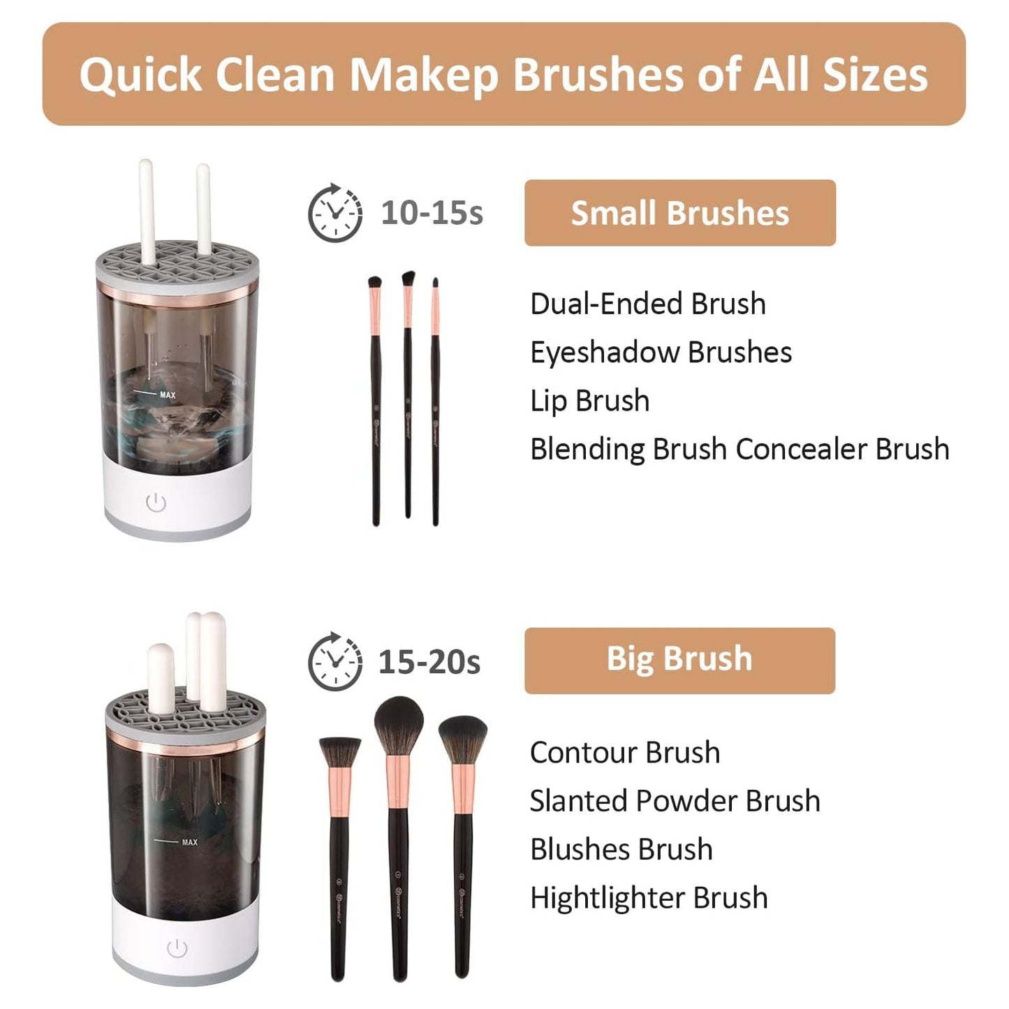 Automatic Makeup Brush Cleaner Fast Electric Brush Cleaner Hand Free Machine Super Clean Brush Washer & Brushes Organizer Tool (1 Pc) - Springkart 