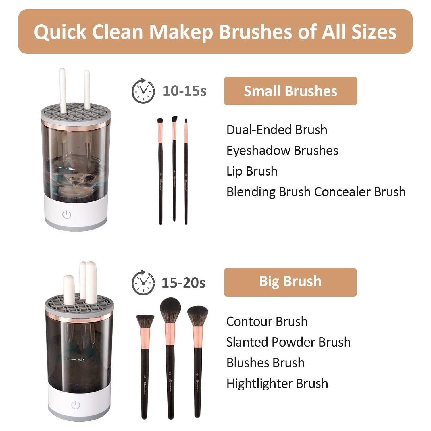Automatic Makeup Brush Cleaner Fast Electric Brush Cleaner Hand Free Machine Super Clean Brush Washer & Brushes Organizer Tool (1 Pc) - Springkart 