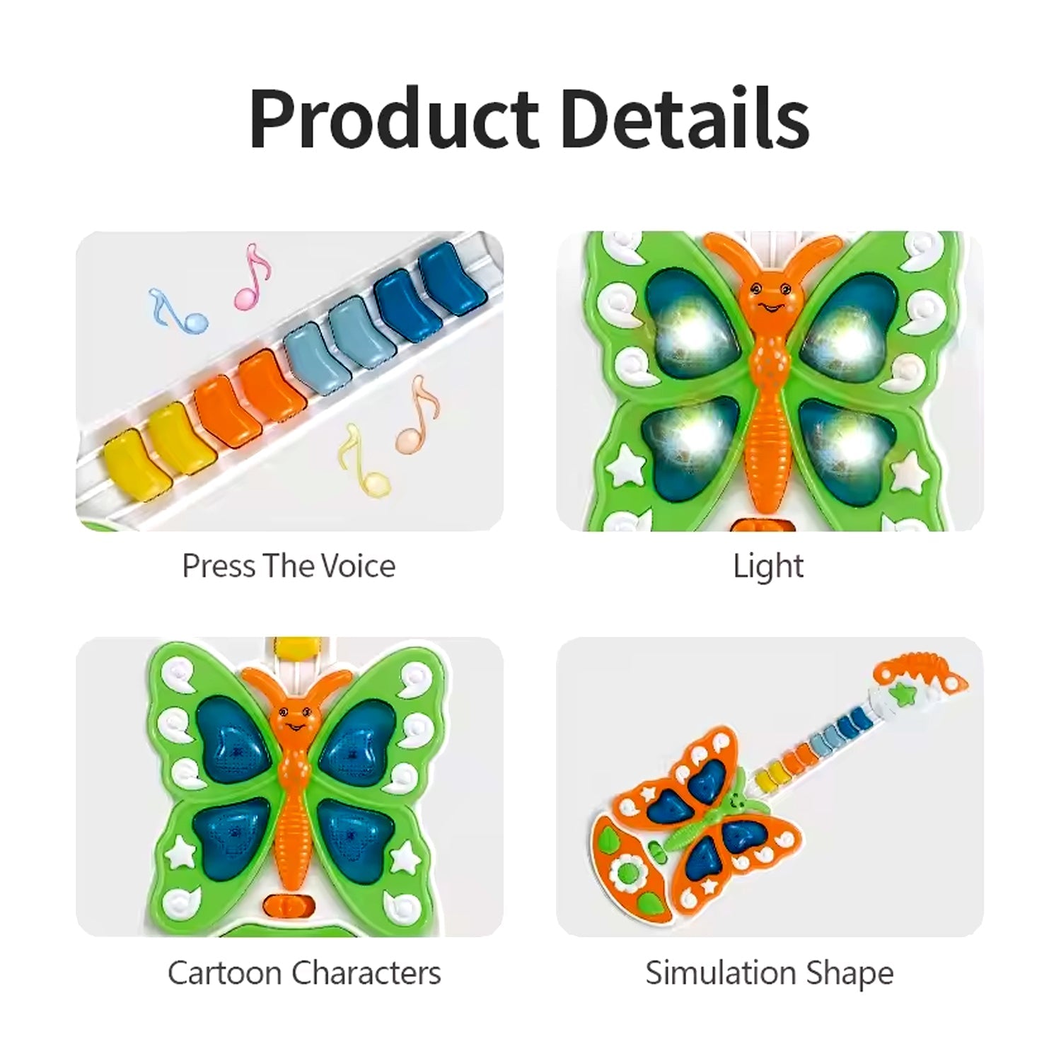 Butterfly Guitar Toy with Light and Music Toy (1 Pc / Battery not included) - Springkart 