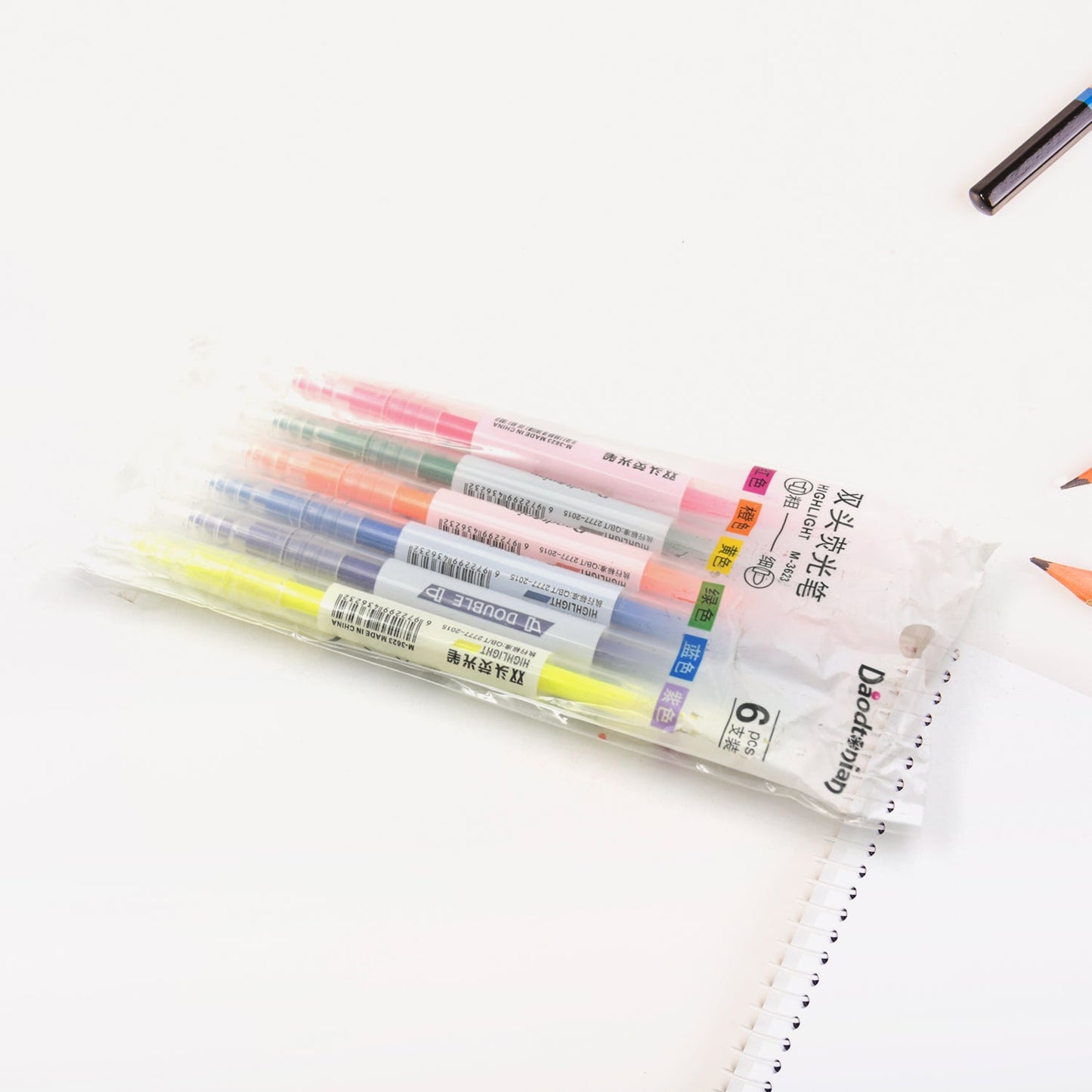 Dual-Headed Highlighter 6 Colors Double head Highlighter Pen, Perfect for Bible Study, Classroom and office for Children and Students (6 Pc Set) - Springkart 