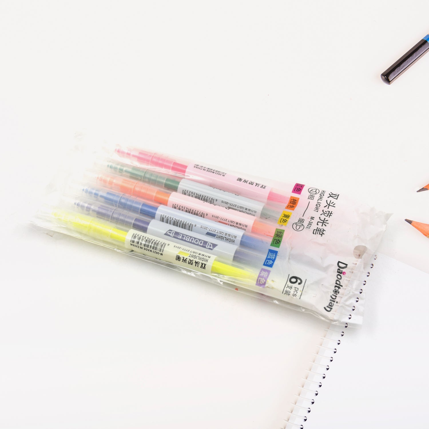 Dual-Headed Highlighter 6 Colors Double head Highlighter Pen, Perfect for Bible Study, Classroom and office for Children and Students (6 Pc Set) - Springkart 