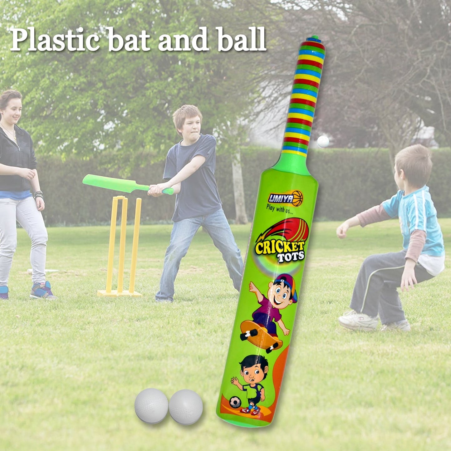 Combo of Light Weight Plastic Bat, Ball & Hockey for Kids, Boys, Indoor, Outdoor Play - Springkart 