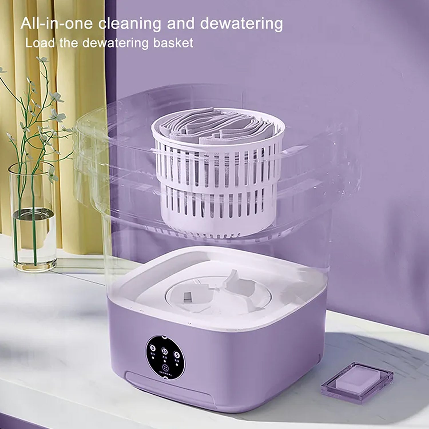 Mini Washing Machine Foldable Mini Washer with Drain Basket Portable Washing Machine Foldable for Laundry Travel Camping RV Baby Clothes - Springkart 