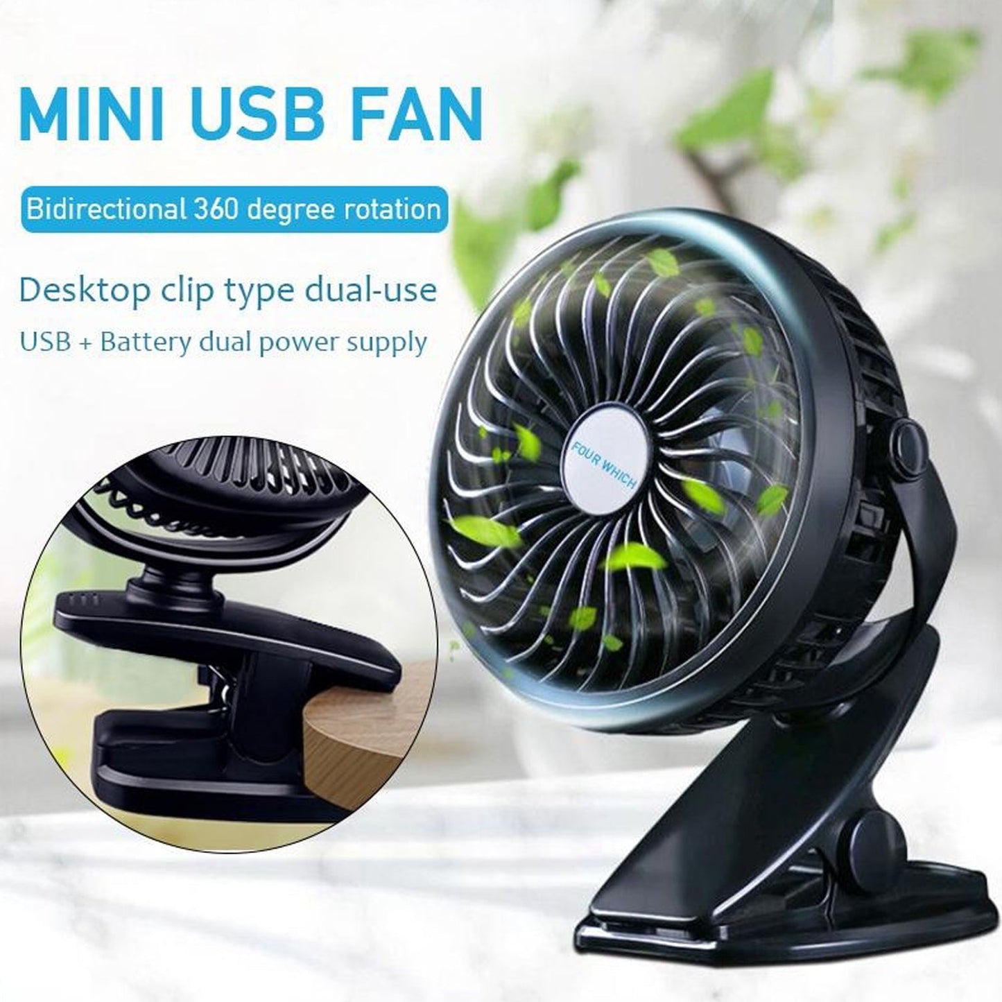 Mini USB Clip Fan widely used in summers for cool down rooms and body purposes.(Battery Not Include) - Springkart 