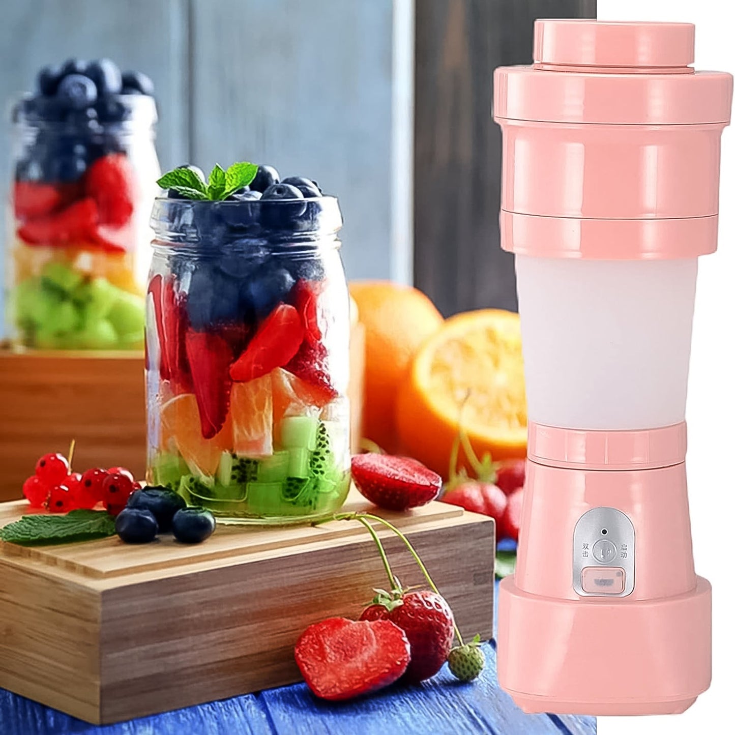 Foldable Electric Juicer, Portable Blender Stainless Steel 6 Blades (500 ML) - Springkart 