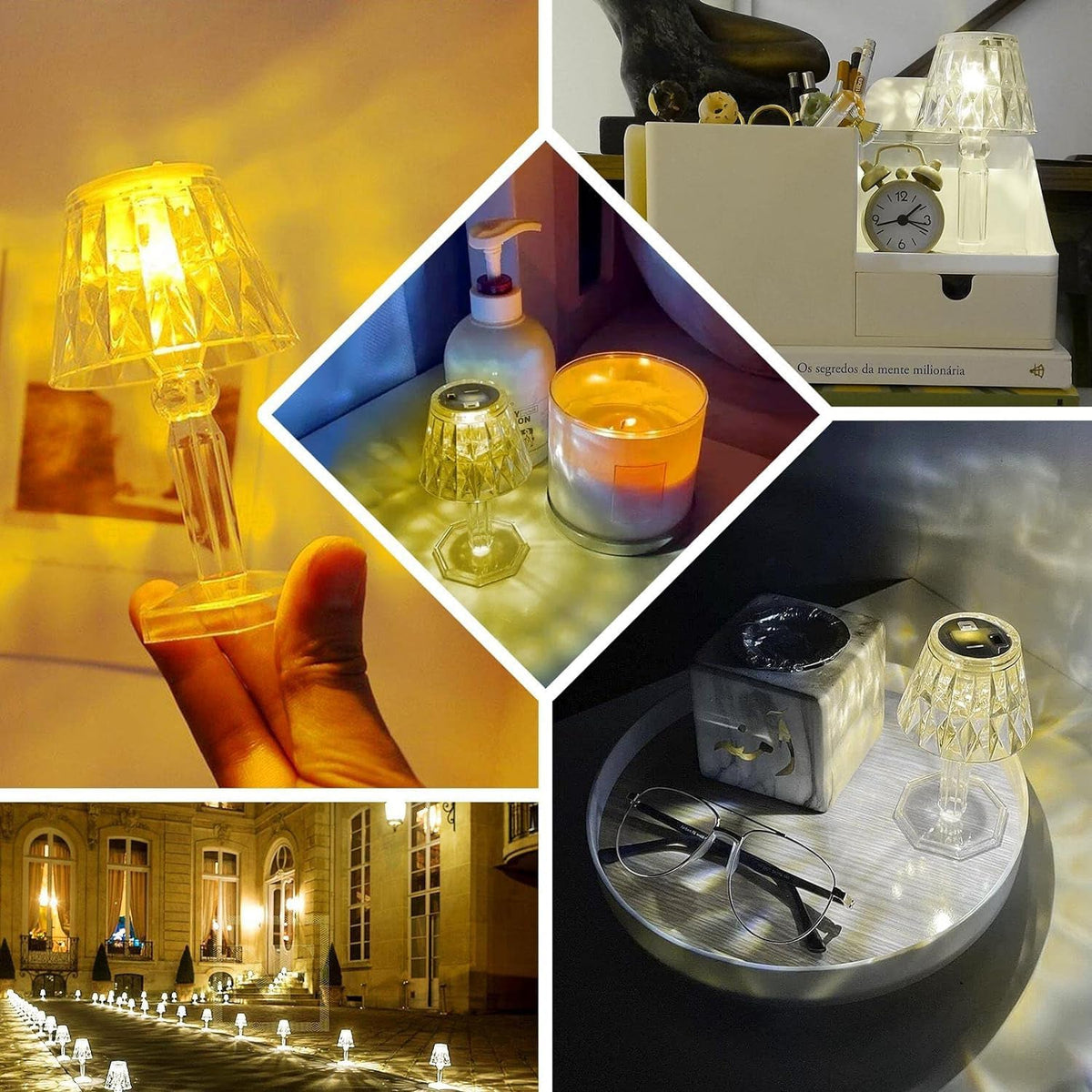 Big Acrylic LED Desk Lamps Table Lamp Portable Crystal (1 Pc / Big) - Springkart 