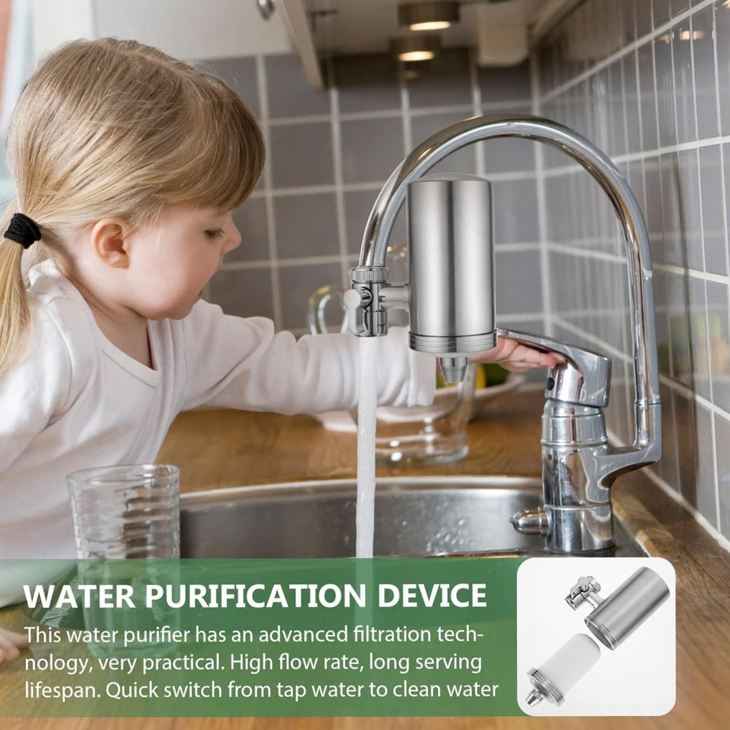 304 Stainless Steel Faucet Mount Water Filter, Water Purifier (1 Set) - Springkart 