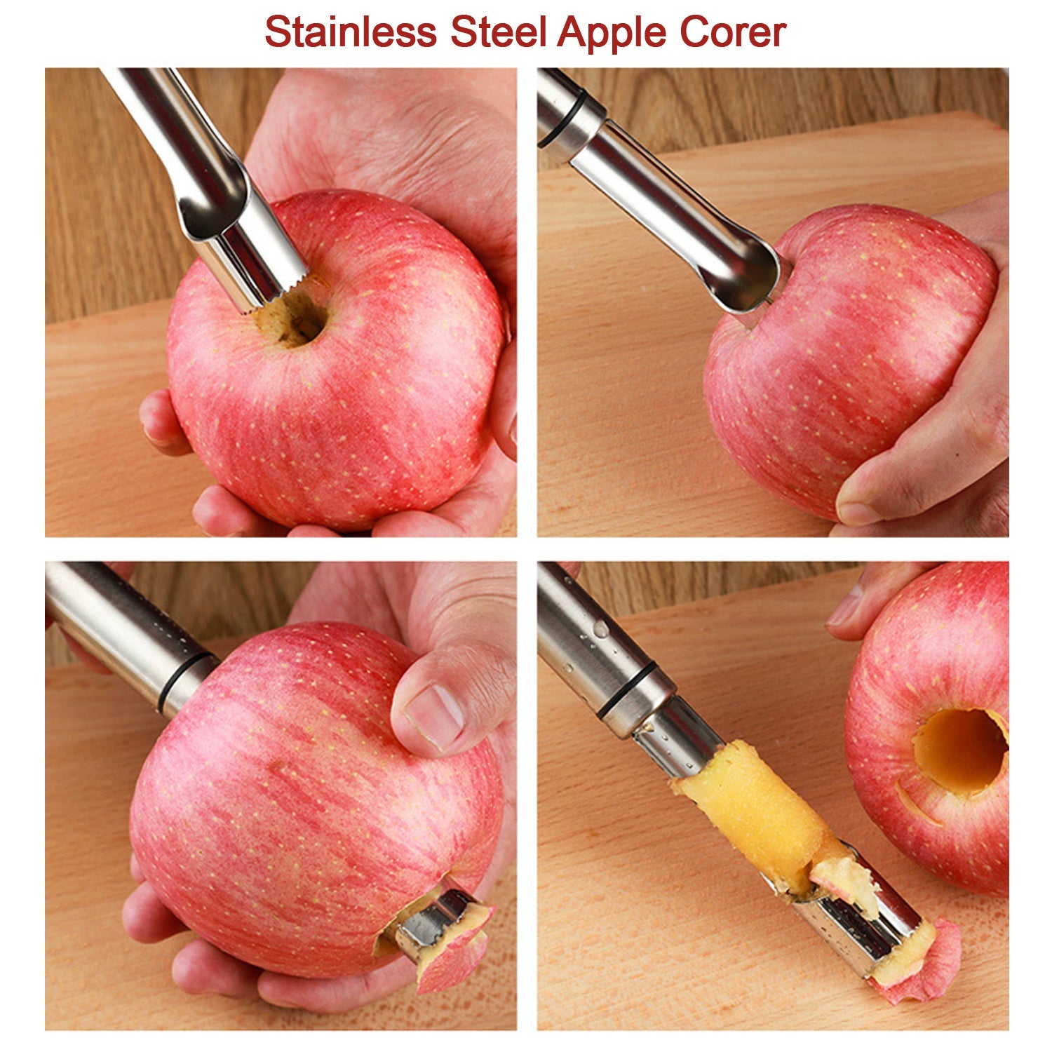 Fruit Core Stainless Steel Set, Core Remover for Apple and Pear, Kitchen Prep Tool Fruit Core Remover Tool with Soft Handle, Apple Corer Stainless Steel, Kitchen Gadget Dishwasher Safe - Springkart 