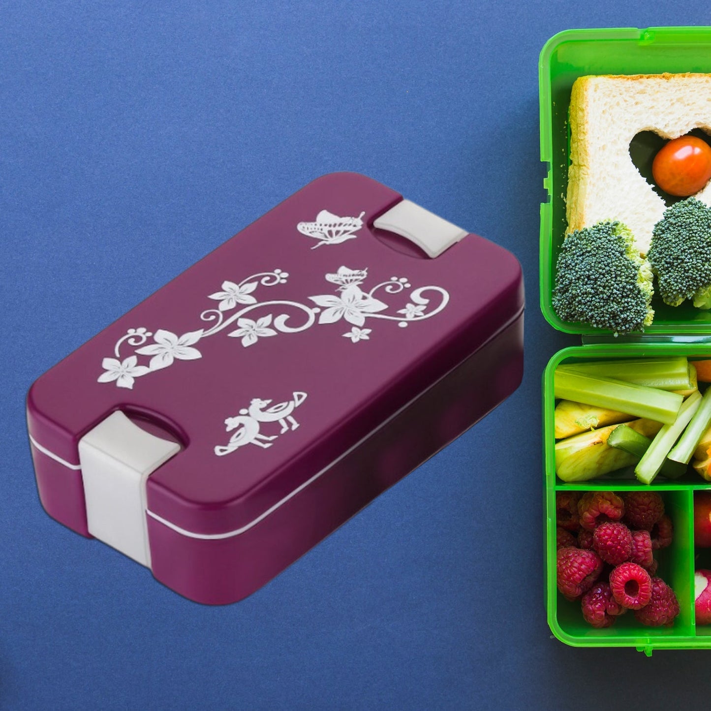 Leak-Proof Airtight Lunch Box with Spoon, 2 Compartments - Springkart 