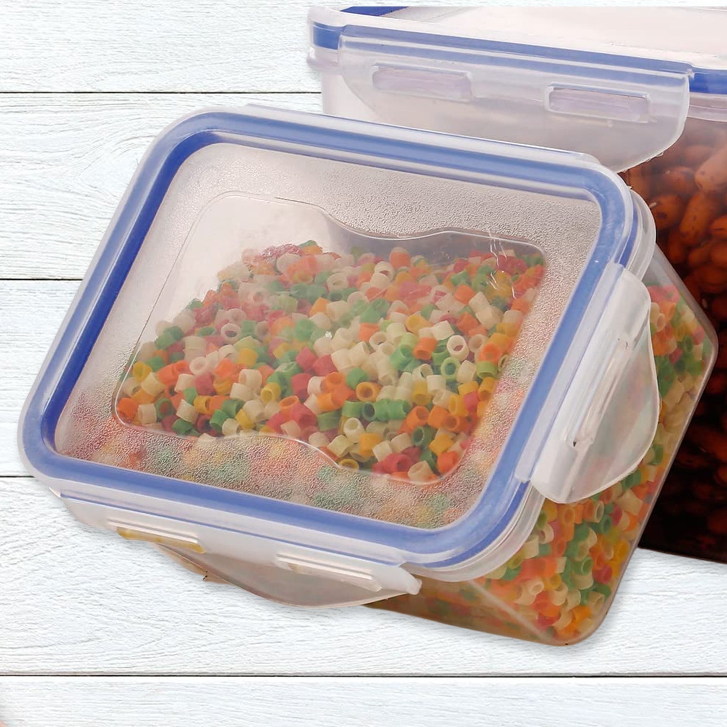 Classics Rectangular Plastic Airtight Food Storage Containers with Leak Proof Locking Lid Storage container set of 3 Pc( Approx Capacity 500ml,1000ml,1500ml, Transparent) - Springkart 