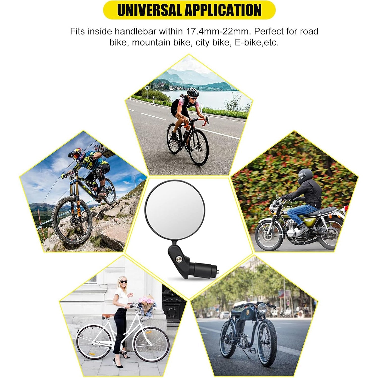 Bar End Bike Mirror, Safe Rearview Mirror 360° Rotatable & Foldable Safety Bicycle Rear View Mirror, Mirror Durable Bike Mirror (1 Pc) - Springkart 